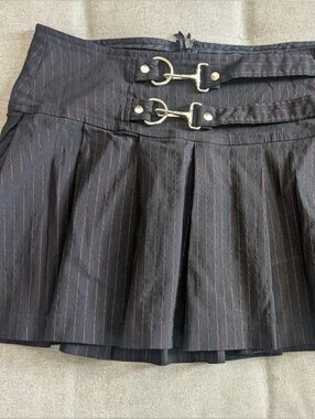 Lip Service Pin Strip Pleated Mini Skirt